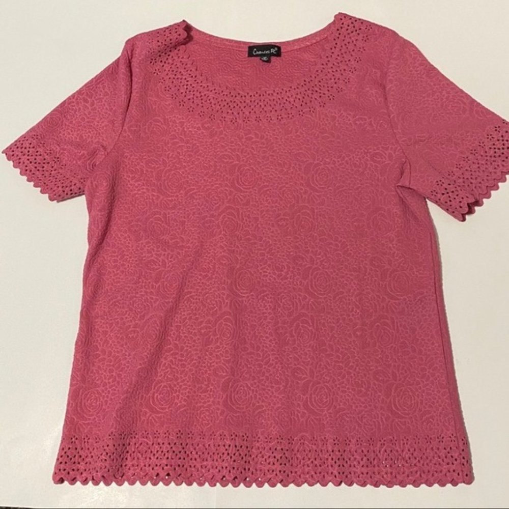 Chances R Pink Embossed Short Sleeve Shirt S